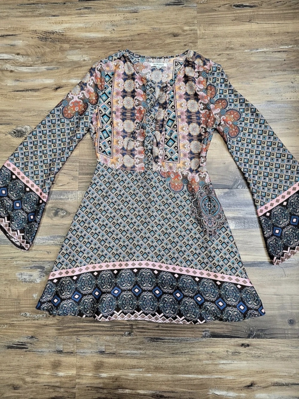 Glamorous Printed Mini Dress Blue & Pink